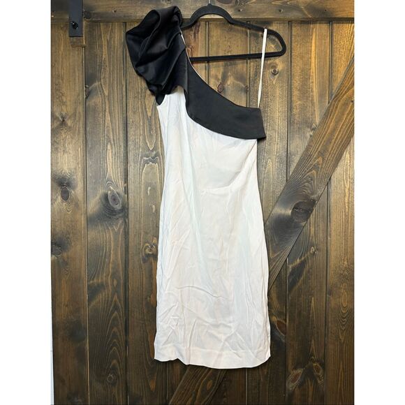 By Marlene Birger Chaitan One Shoulder Black Ruffle Mini Dress - Picture 2 of 10